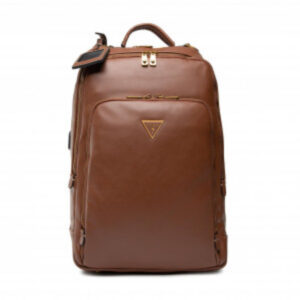 guess, scala, synthetic leather, textile backpack, brown, for men, 27.5 x 42.5 x 13 cm