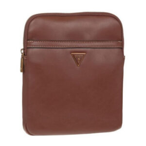 guess, scala, synthetic leather, textile bag, brown, hmscalp2223bro, for men, 20 x 22.5 x 2.5 cm