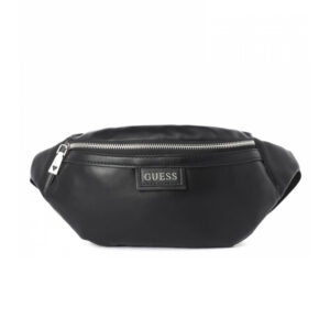 guess, scala, synthetic leather, textile fanny pack, hmescap1230, black, 21.3 x15 x 7.5 cm, for men