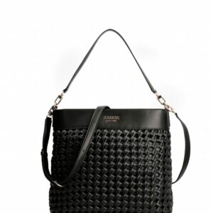 guess, sicilia, artificial fiber, textile bag, black, hwwg8490020bla, for women, 29 x 9 x 24