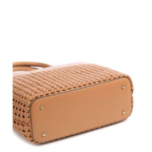 guess, sicilia, synthetic leather, textile handbag, lined compartment, cognac, hwwg8490230, 30 x 30 x 12 cm