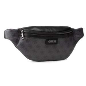 guess, vezzola, textile fanny pack, belt, black, for women