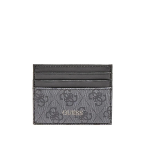 guess, vezzola, leather card holder, black, for men