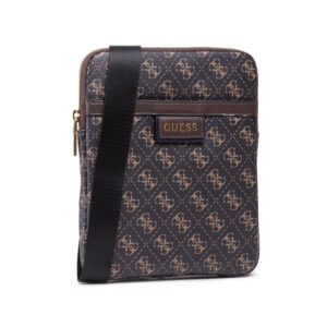 guess, vezzola, textile crossbody bag, dark brown, 19 x 24 x 2cm, for men
