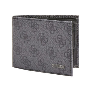 guess, vezzola, textile wallet, small billfold, smvezzpol22, black, for men