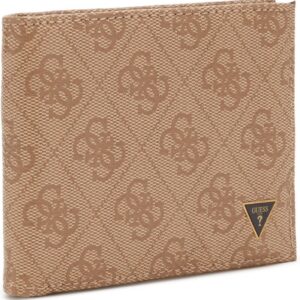 guess, vezzola, textile wallet, small billfold, smvzlalea20, brown, for men