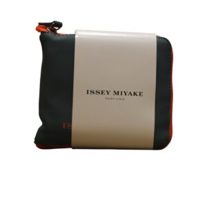issey miyake, issey miyake, zippered, gwp textile pouch, dark green