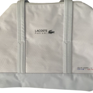 lacoste, eau de lacoste l.12.12, polyester, textile bag, weekend bag, white, unisex, 16 x 10 x 10 inch
