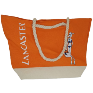 lancaster, lancaster, material, textile handbag, beach, orange, 44 x 26 cm