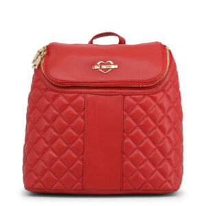 moschino, love, synthetic leather, textile backpack, red, pockets 2, for women