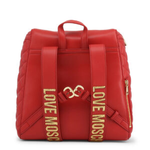 moschino, love, synthetic leather, textile backpack, red, pockets 2, for women