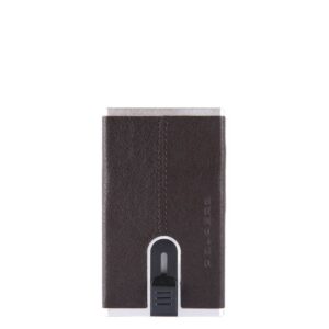 piquadro, black square, leather card holder, square sliding system, pp4825b3r tm, brown, for men