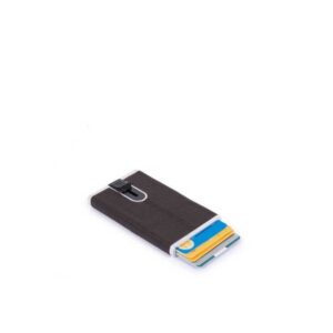piquadro, black square, leather card holder, square sliding system, pp4825b3r tm, brown, for men