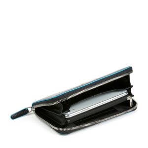 piquadro, blue square, leather wallet, black, for women