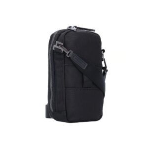 piquadro, brief 2, nylon and leather, textile crossbody bag, black, ca5485br2, for men
