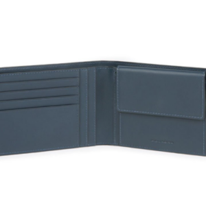 piquadro, collezione , leather wallet, key holder, pu257pqjr, blue, for men