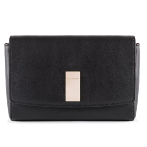 piquadro, dafne, leather handbag, sistem rfid, black, 19 cm