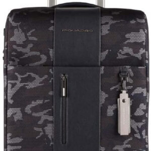 piquadro, four wheel, cabin textile trolley, camouflage