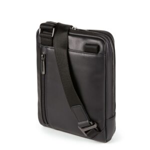 piquadro, obidos, leather crossbody bag, black, 17 x 22 x 5.00 cm, for men