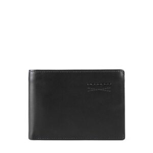 piquadro, obidos, leather wallet, slim, pu257w110r n, black, for men