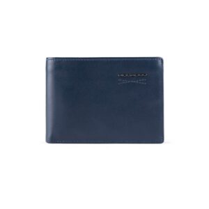 piquadro, obidos, leather wallet, coin holder, navy, for men