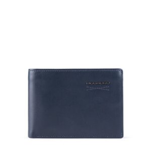 piquadro, obidos, leather wallet, coin holder, blue, for men