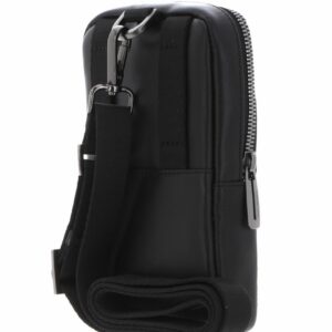 piquadro, obidos, leather crossbody bag, black, for men