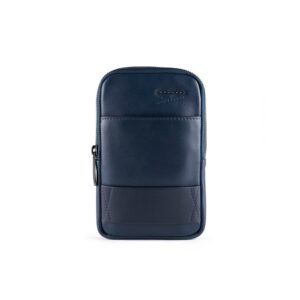 piquadro, piquadro, phone organizer, leather crossbody bag, blue, 18 x 12 x 2.50 cm, for men