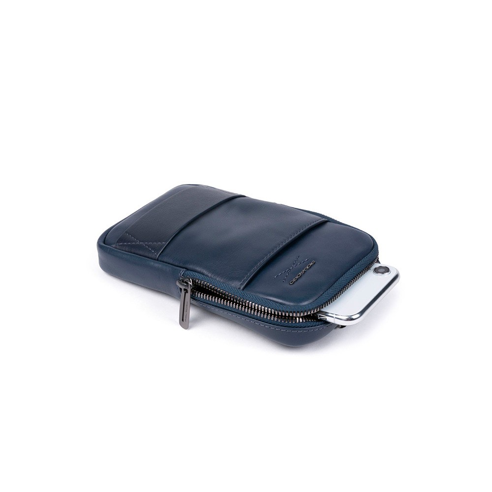 piquadro, piquadro, phone organizer, leather crossbody bag, blue, 18 x 12 x 2.50 cm, for men piquadro, piquadro, phone organizer, leather crossbody bag, blue, 18 x 12 x 2.50 cm, for men