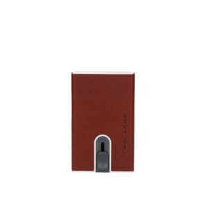 piquadro, piquadro, leather card holder, burgundy, unisex
