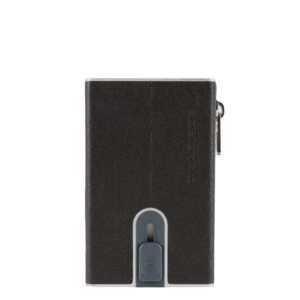 piquadro, piquadro, leather card holder, square sliding system, pp5585b3r, black, for men