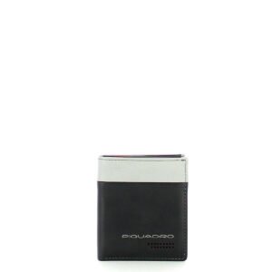piquadro, piquadro, leather wallet, for back and credit cards, black, gray, for men