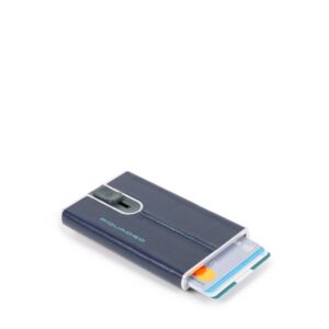 piquadro, blue square, leather wallet, square sliding system with money clip, pp5358b2r blu2, blue, for men