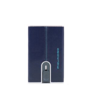 piquadro, blue square, leather wallet, square sliding system with money clip, pp5358b2r blu2, blue, for men