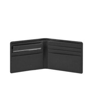 piquadro, akron, leather wallet, pu3891aor n, black, for men