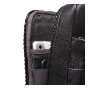 piquadro, tallin, leather bag, mono sling, black, for men, 20 x 33 x 5 cm