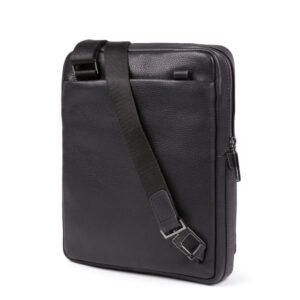 piquadro, tallin, ipad sleeve, leather crossbody bag, black, ca1816w108, 21.5 x 27 x 7 cm, for men