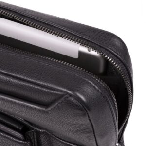 piquadro, tallin, ipad sleeve, leather crossbody bag, black, ca1816w108, 21.5 x 27 x 7 cm, for men