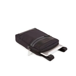 piquadro, trakai, leather & fabric, small, textile crossbody bag, black, 27 x 21 x 5 cm, for men