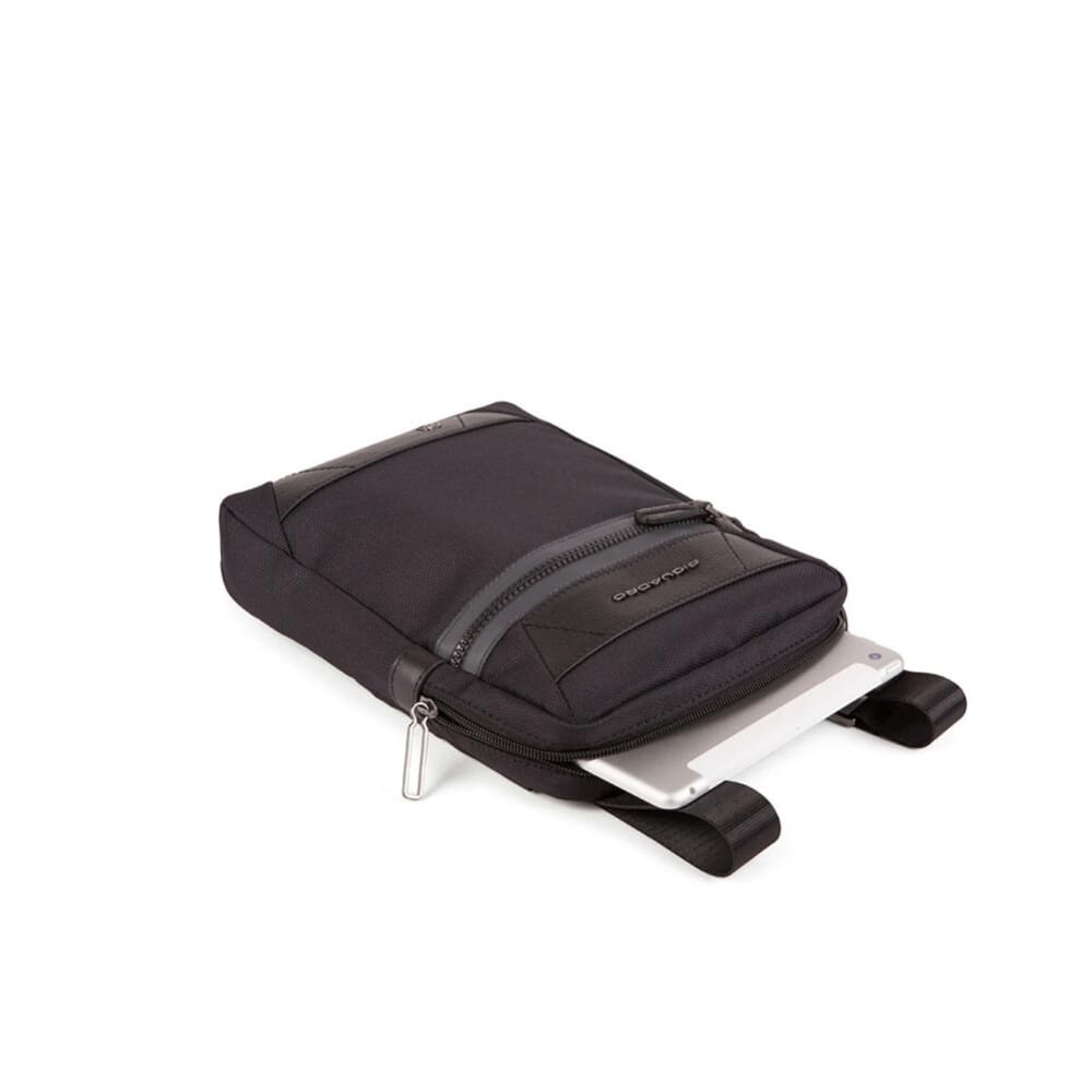 piquadro, trakai, leather & fabric, small, textile crossbody bag, black, 27 x 21 x 5 cm, for men piquadro, trakai, leather & fabric, small, textile crossbody bag, black, 27 x 21 x 5 cm, for men