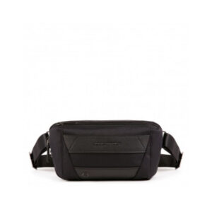 piquadro, trakai, leather fanny pack, black, 27 x 14.5 x 7.5 cm, for men