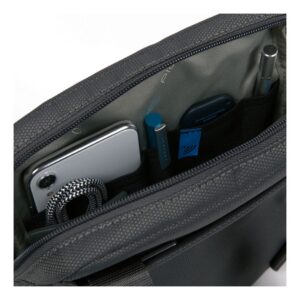 piquadro, trakai, recycled materials, small, textile crossbody bag, green, 27 x 21 x 5 cm, for men