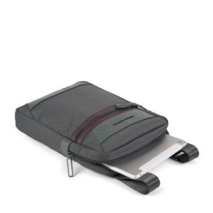 piquadro, trakai, recycled materials, small, textile crossbody bag, green, 27 x 21 x 5 cm, for men