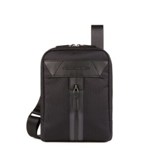 piquadro, trakai, shoulder bag, textile crossbody bag, black, 23 x 17 x 5 cm, for women