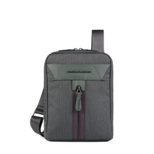 piquadro, trakai, shoulder bag, textile crossbody bag, green, 16 x 22 x 4 cm, for men