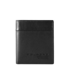 piquadro, urban, leather wallet, credit card case, black, for men