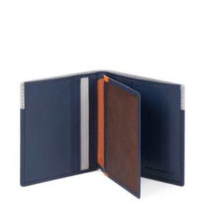 piquadro, urban, leather wallet, credit card case, in blue grey, for men