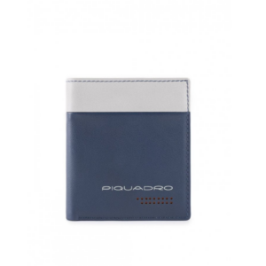 piquadro, urban, leather wallet, credit card case, in blue grey, for men