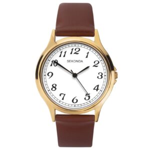 sekonda, sekonda, quartz leather strap watch, 1684.82, for men