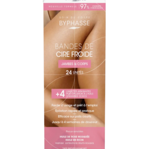 set, byphasse, cold wax, hair removal wax strips, for legs, 24 pcs
